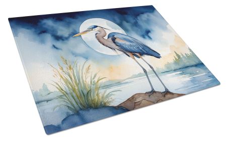 Blue Heron Under the Moonlight Glass Cutting Board Decorative Tempered Glass Kitchen Cutting and Serving Board Large Size Chopping Board (Default: Default)